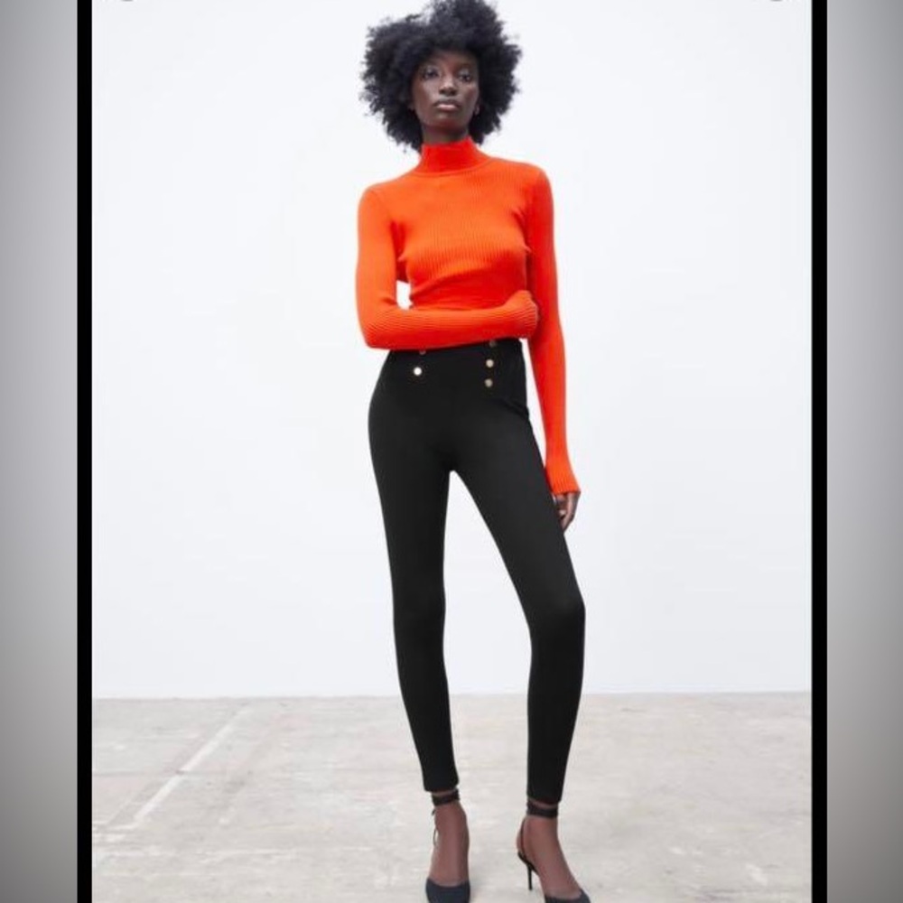 NWOT ZARA Black Button Leggings